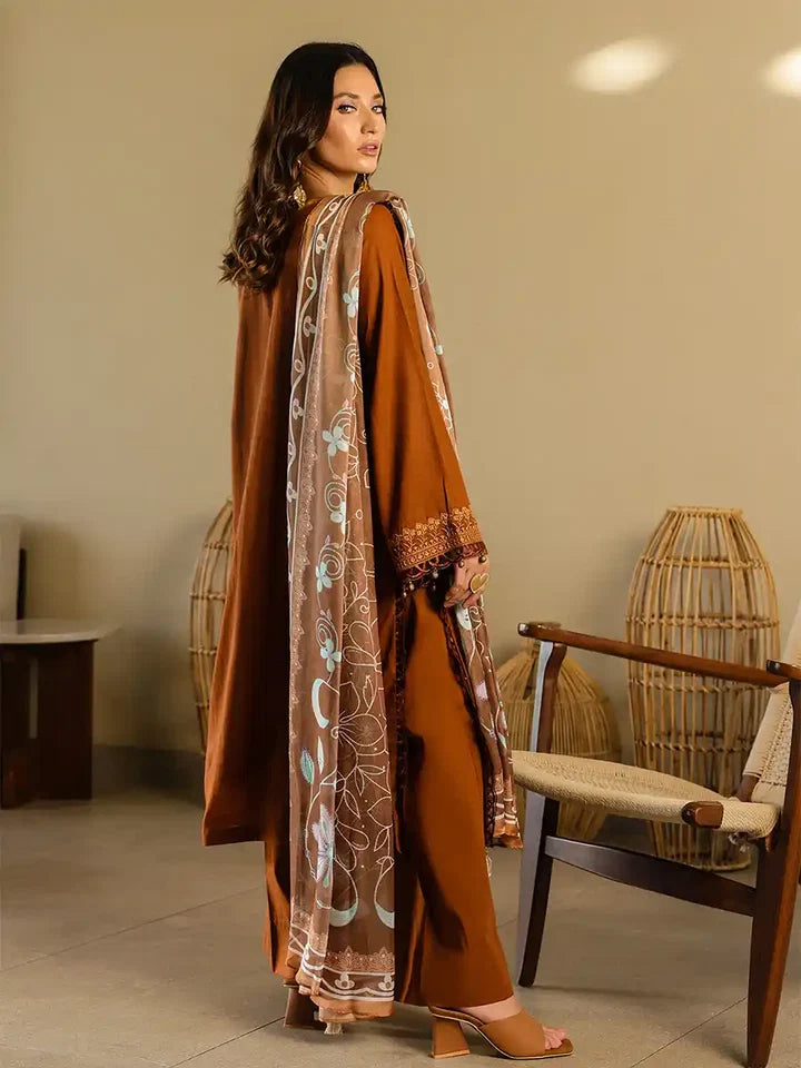 3PC Unstitched Lawn Embroidered Suit (SAW-16)