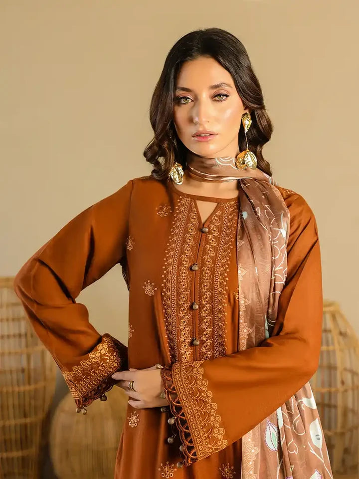 3PC Unstitched Lawn Embroidered Suit (SAW-16)