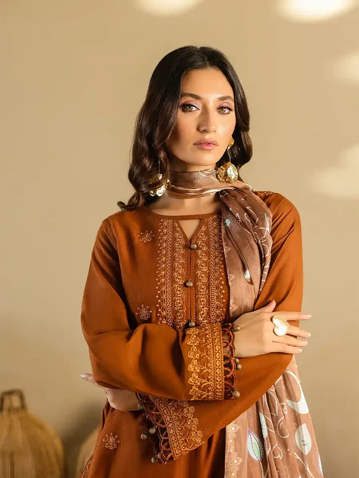 3PC Unstitched Lawn Embroidered Suit (SAW-16)