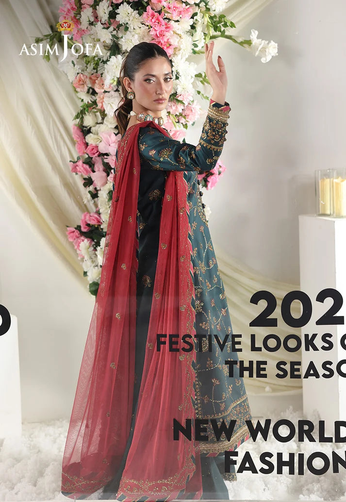 3PCS Unstitched Embroidered Silk Suit | SAW-29
