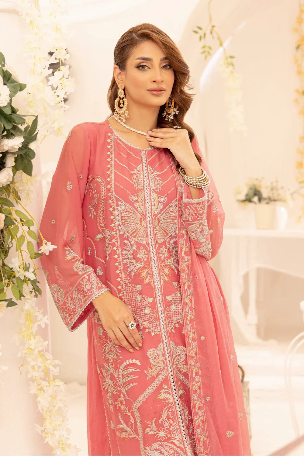 3 Piece – Embroidered Chiffon Suit | SAW-50