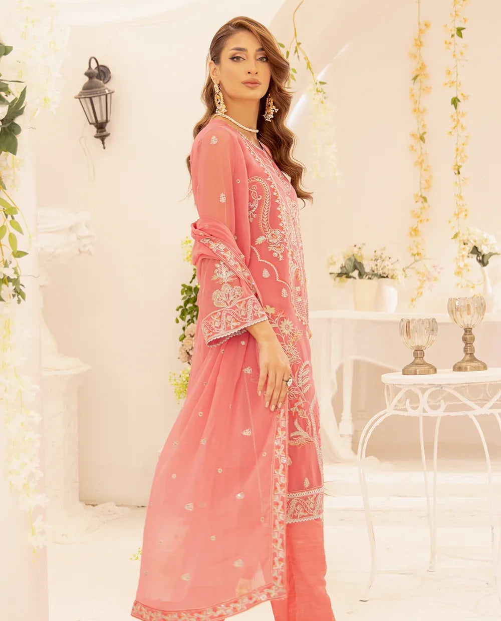 3 Piece – Embroidered Chiffon Suit | SAW-50