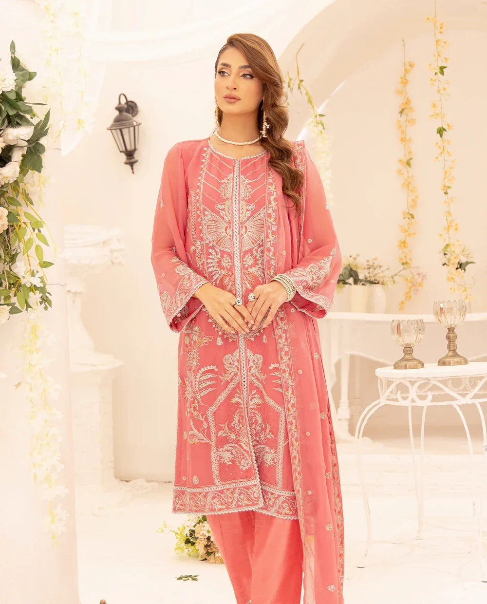 3 Piece – Embroidered Chiffon Suit | SAW-50