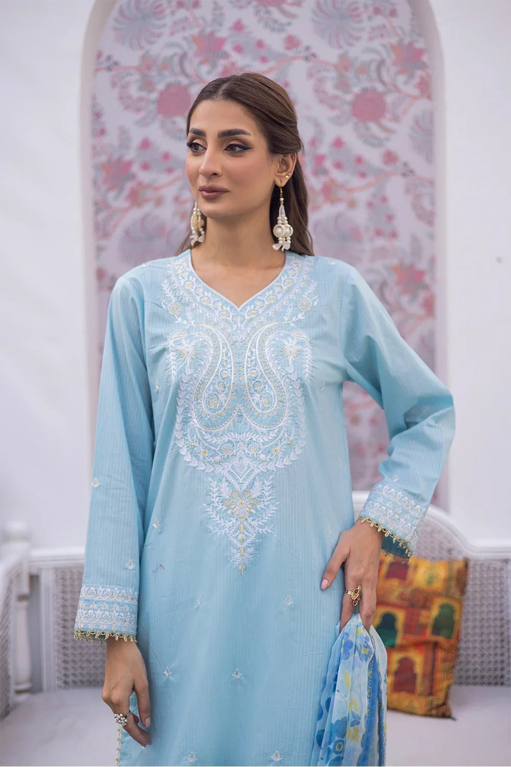 3 Piece – Dobby Dyed Embroidered Suit | SAW-58