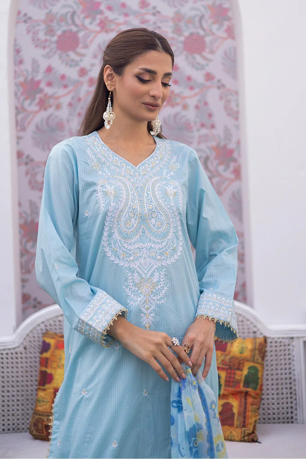 3 Piece – Dobby Dyed Embroidered Suit | SAW-58