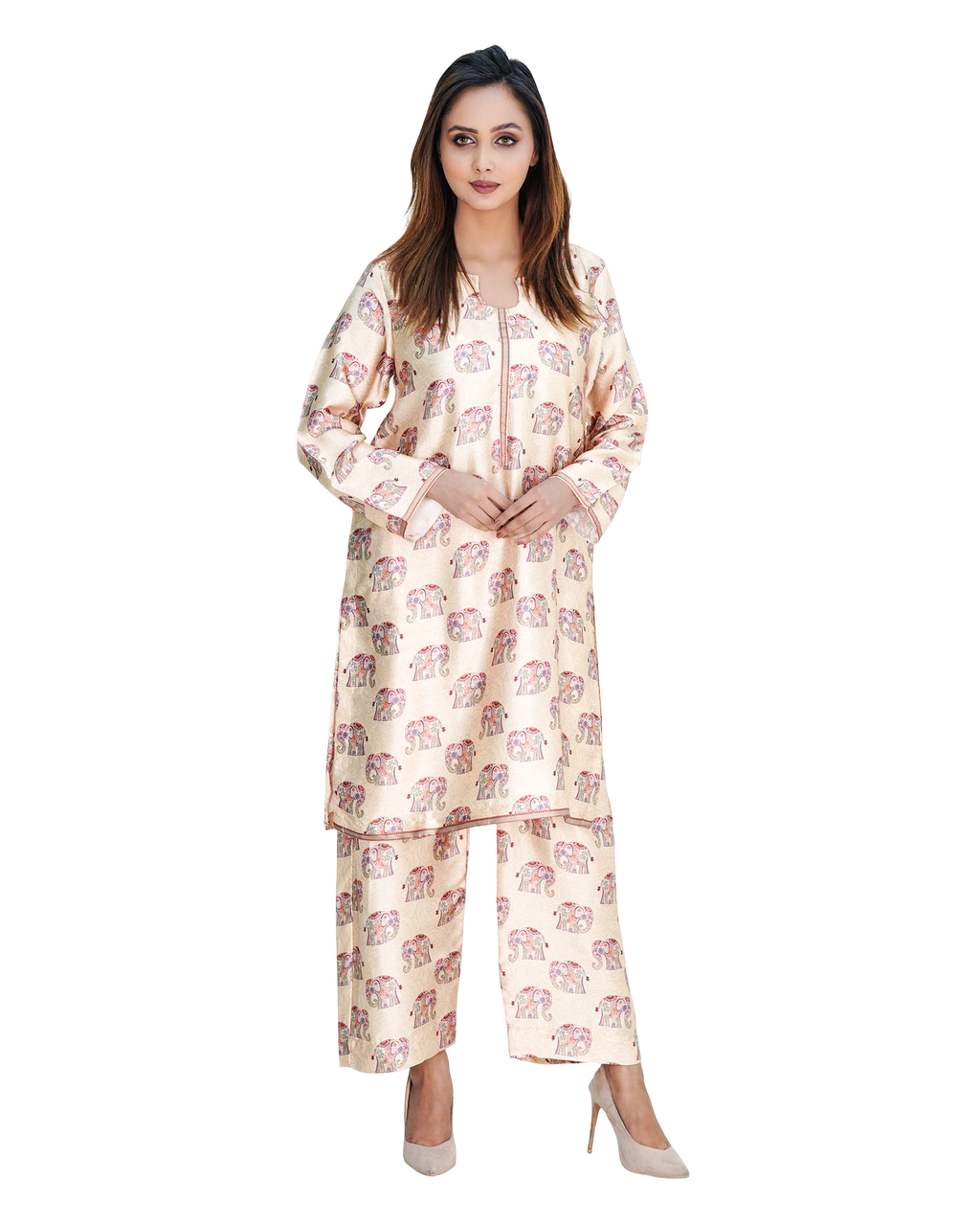 Shamosh Short Silk Digital Printed Stitched 2-Piece
