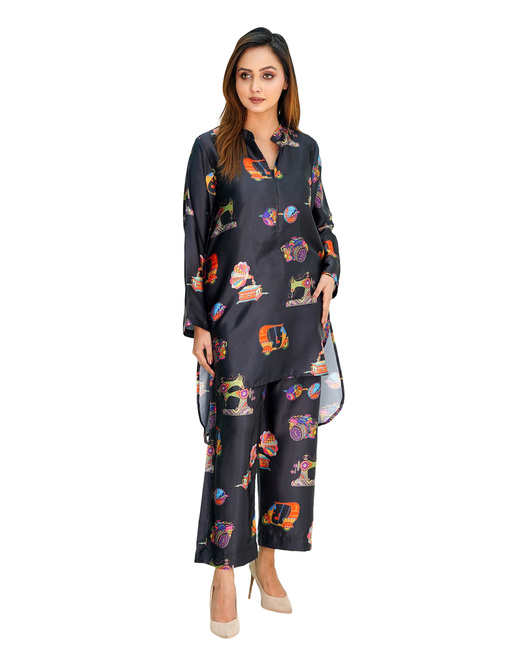 Shamosh Short Silk Digital Printed Stitched 2-Piece 