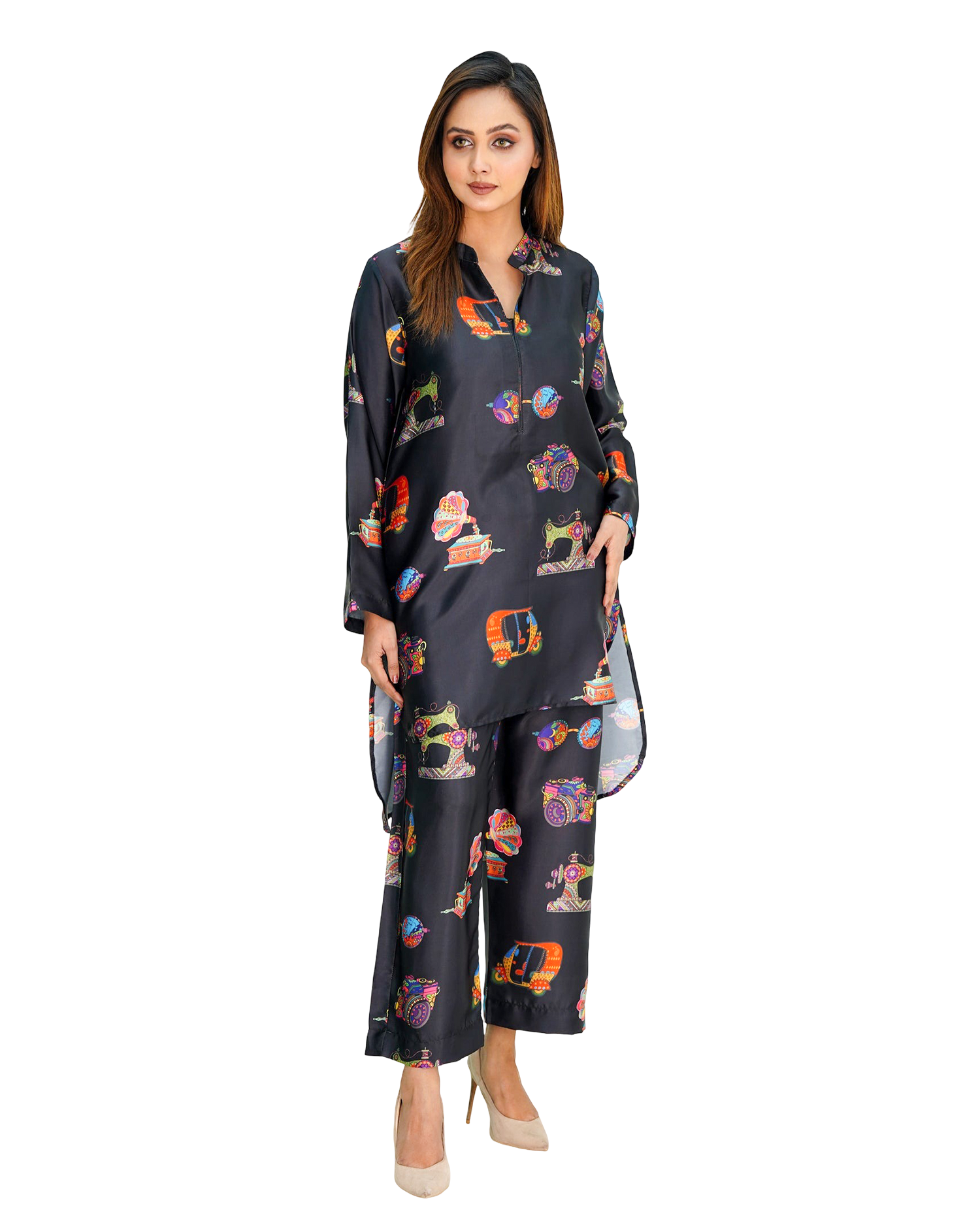 Shamosh Short Silk Digital Printed Stitched 2-Piece 