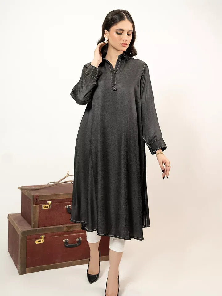 1PC Stitched Basic Denim Shirt | SAW-34