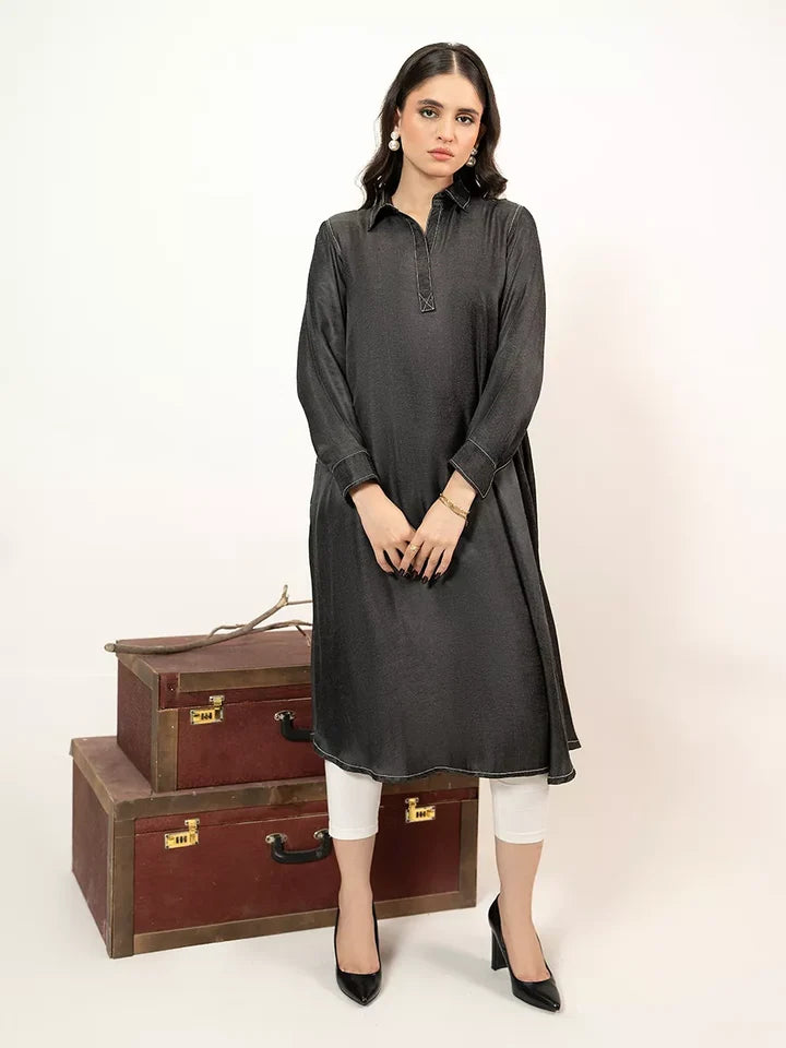 1PC Stitched Basic Denim Shirt | SAW-34