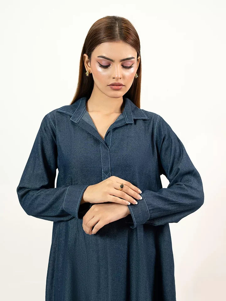 1PC Stitched Basic Denim Shirt | SAW-36