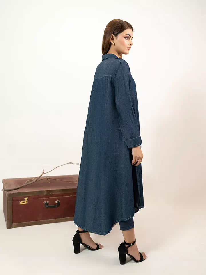 1PC Stitched Basic Denim Shirt | SAW-36