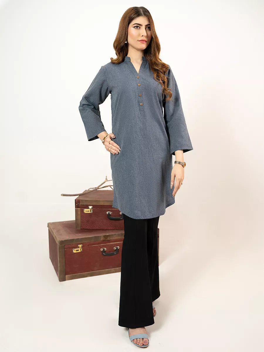 1PC Stitched Basic Denim Shirt | SAW-37