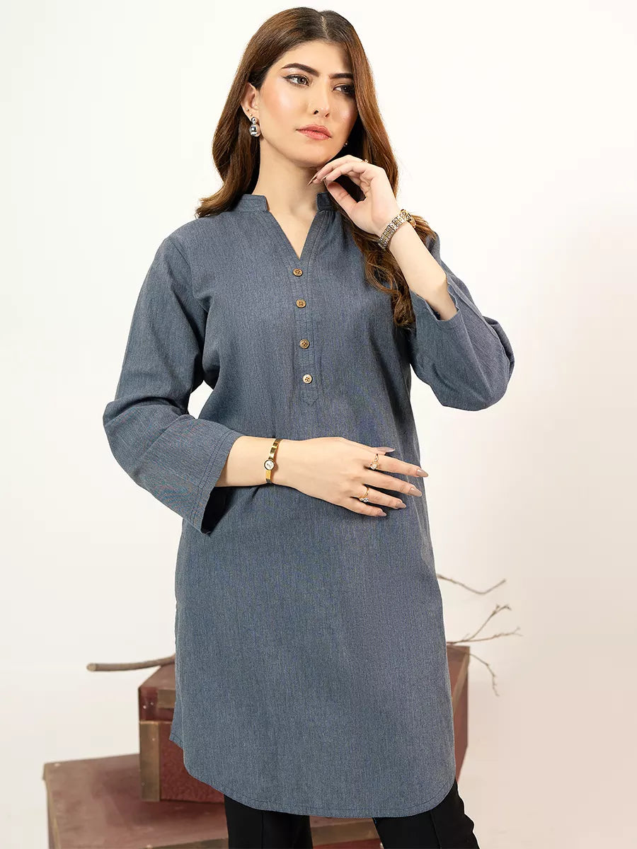 1PC Stitched Basic Denim Shirt | SAW-37