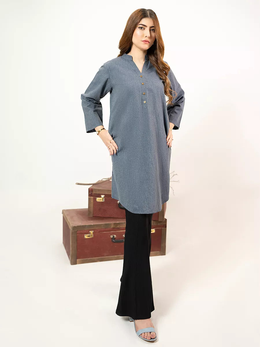 1PC Stitched Basic Denim Shirt | SAW-37