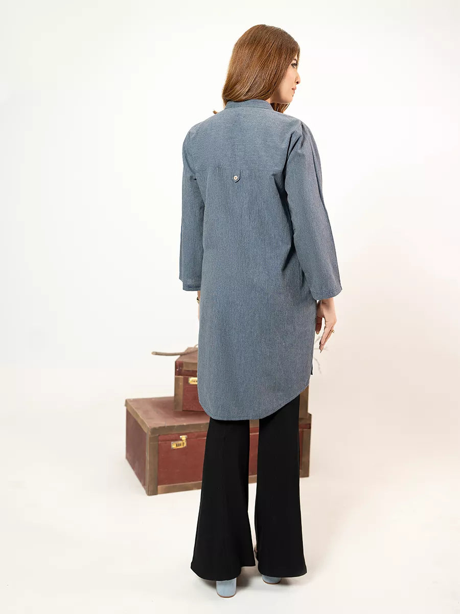 1PC Stitched Basic Denim Shirt | SAW-37