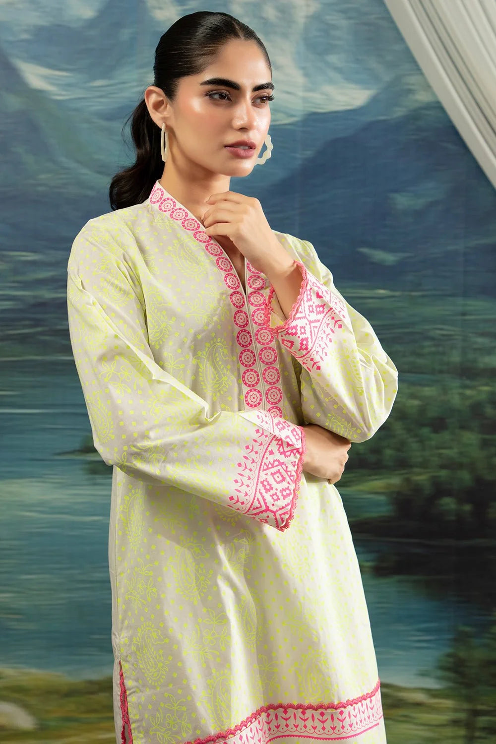 2 Pc Block Printed Cotton Lawn Stitched Suit | SAW-85