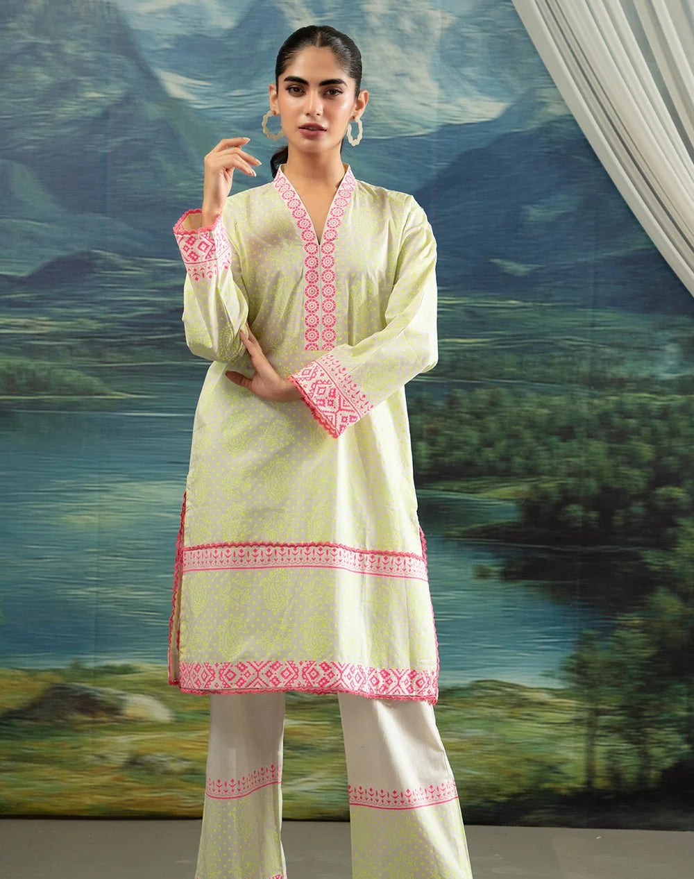2 Pc Block Printed Cotton Lawn Stitched Suit | SAW-85