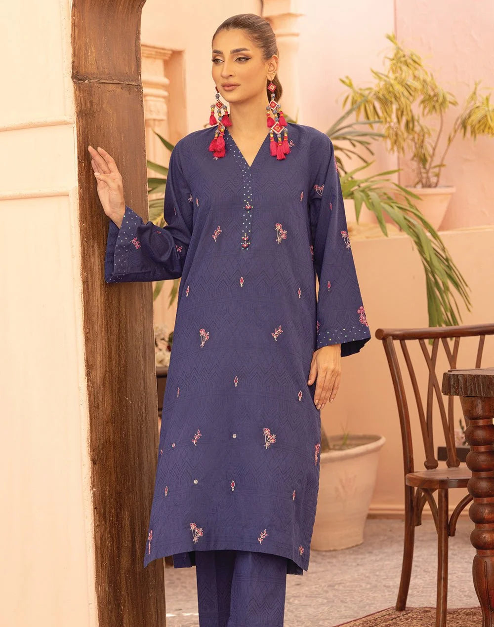 2 Pc Cobalt Blue Viscose Luxury Stitched Suit | SAW-78