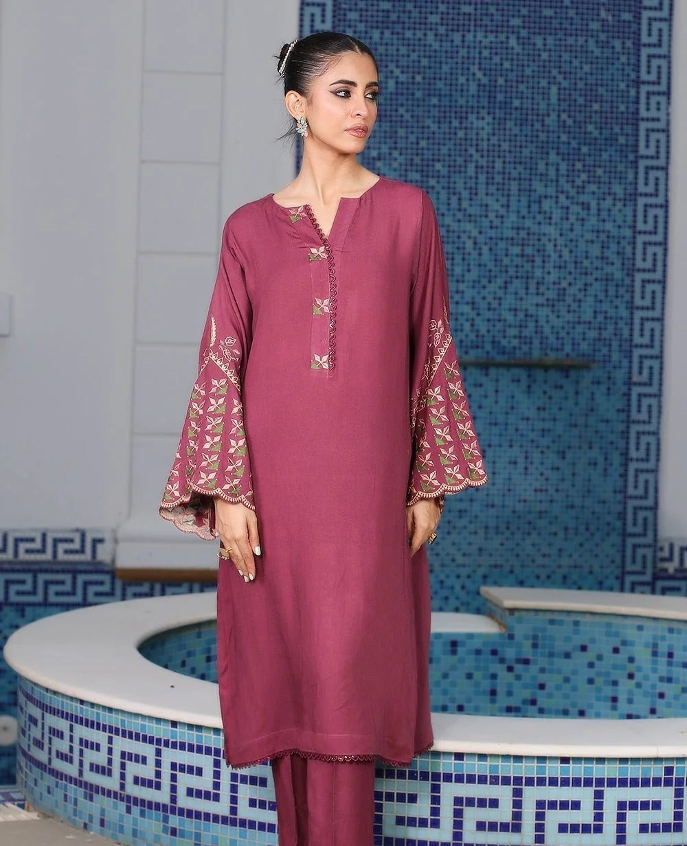 2 Piece – Embroidered Karandi Suit | SAW-73