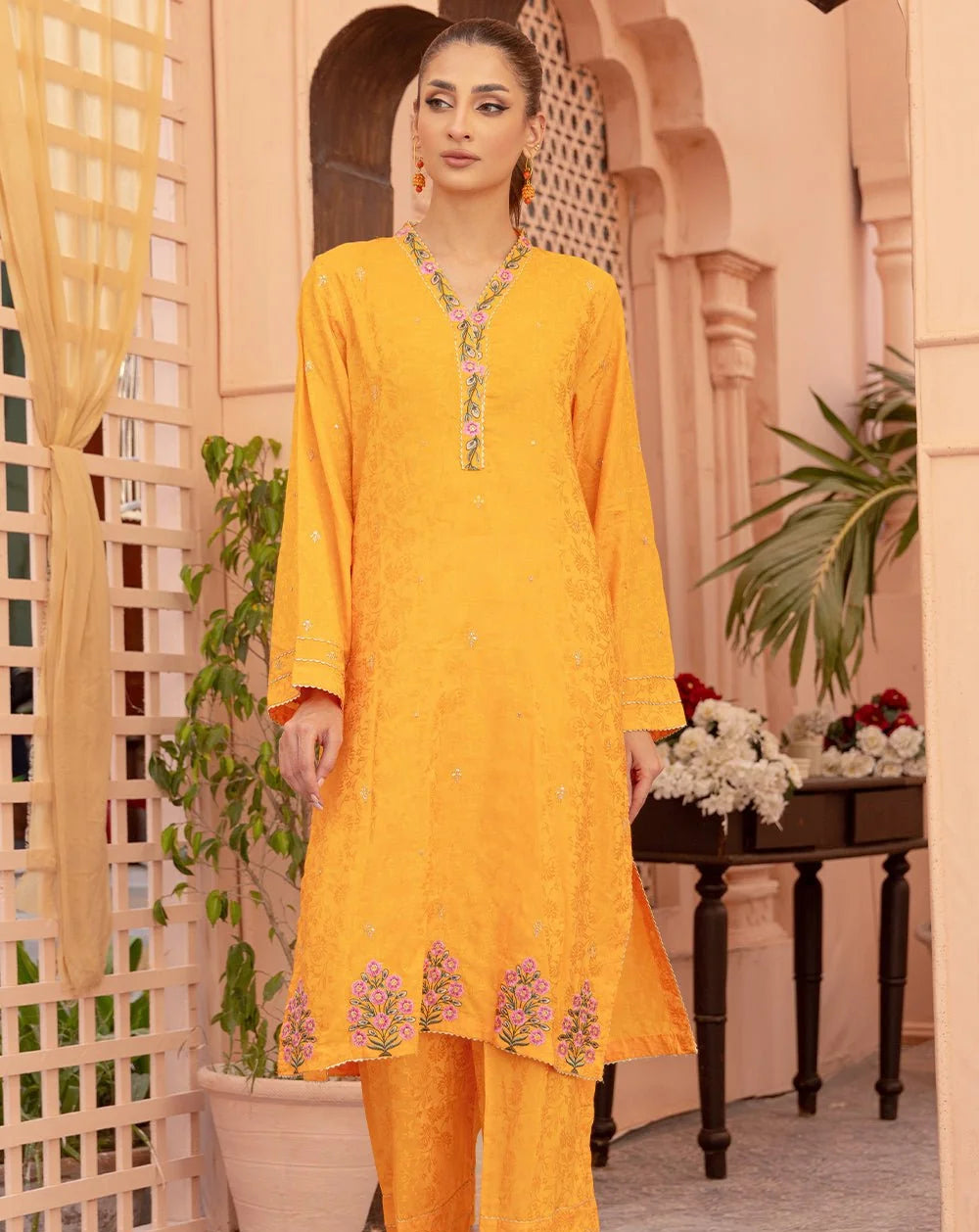2 Pc Embroidered Viscose Luxury Stitched Suit | SAW-79