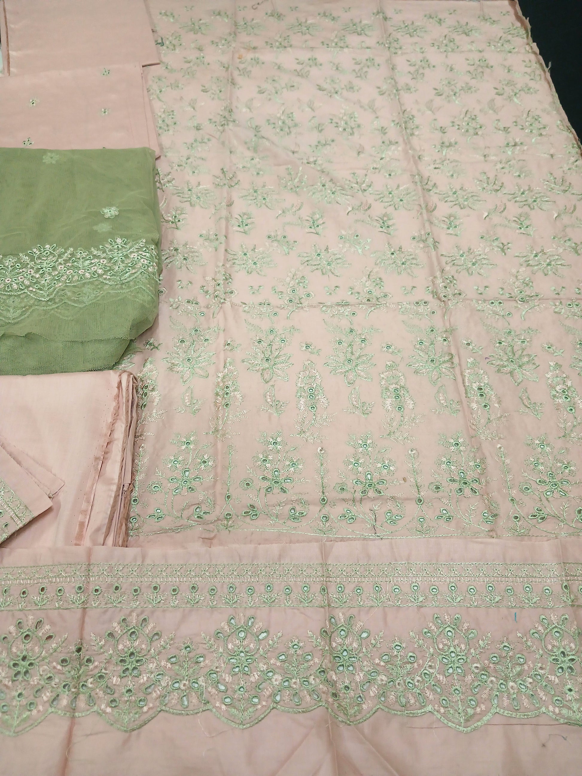 3pc Unstitched - Embroidered Peach Suit (SAW-07)