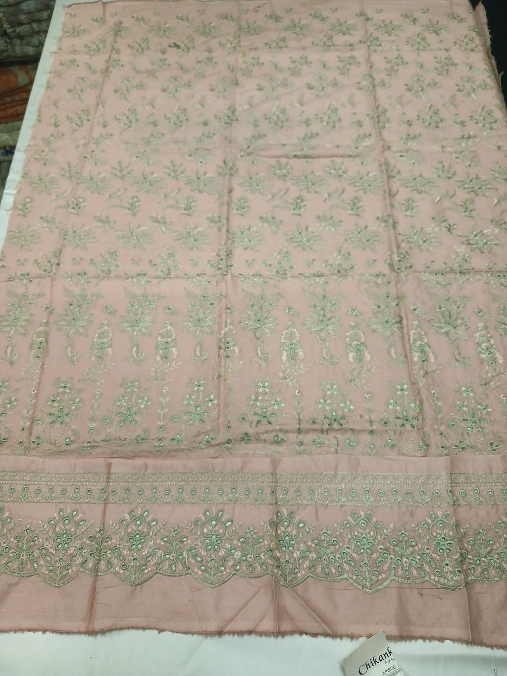 3pc Unstitched - Embroidered Peach Suit (SAW-07)