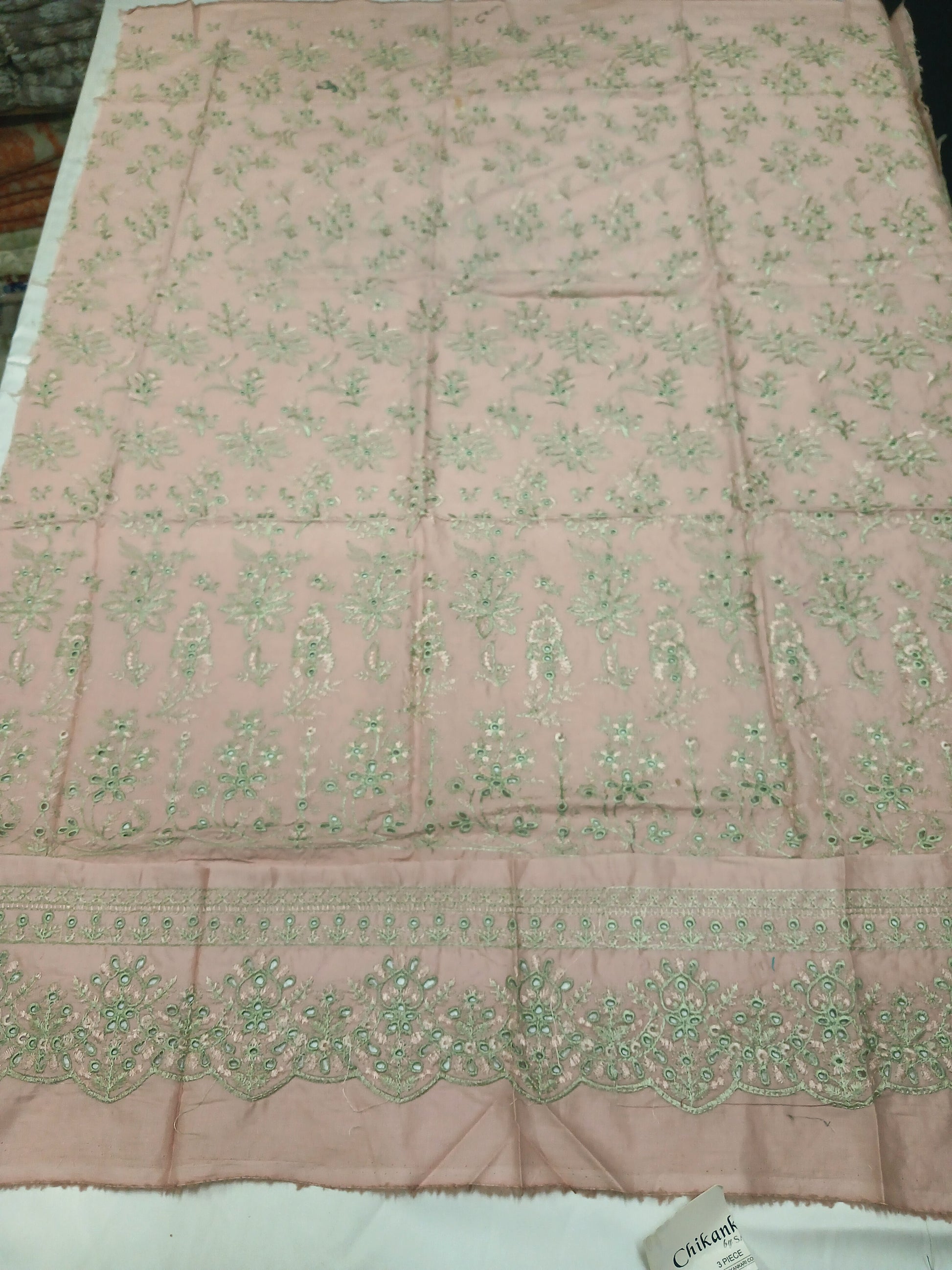 3pc Unstitched - Embroidered Peach Suit (SAW-07)