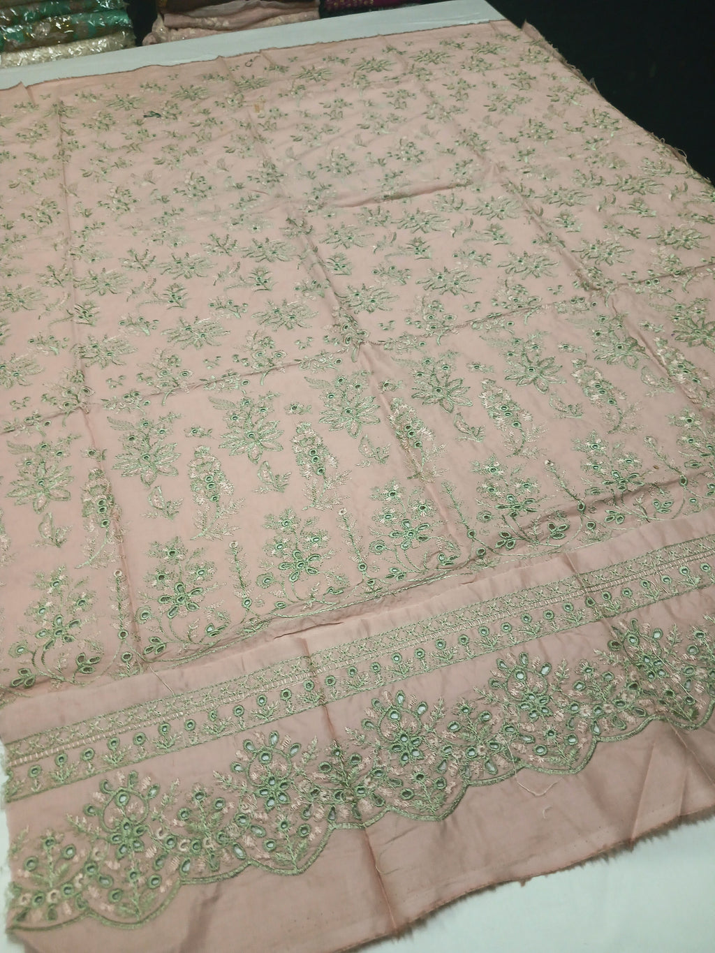 3pc Unstitched - Embroidered Peach Suit (SAW-07)