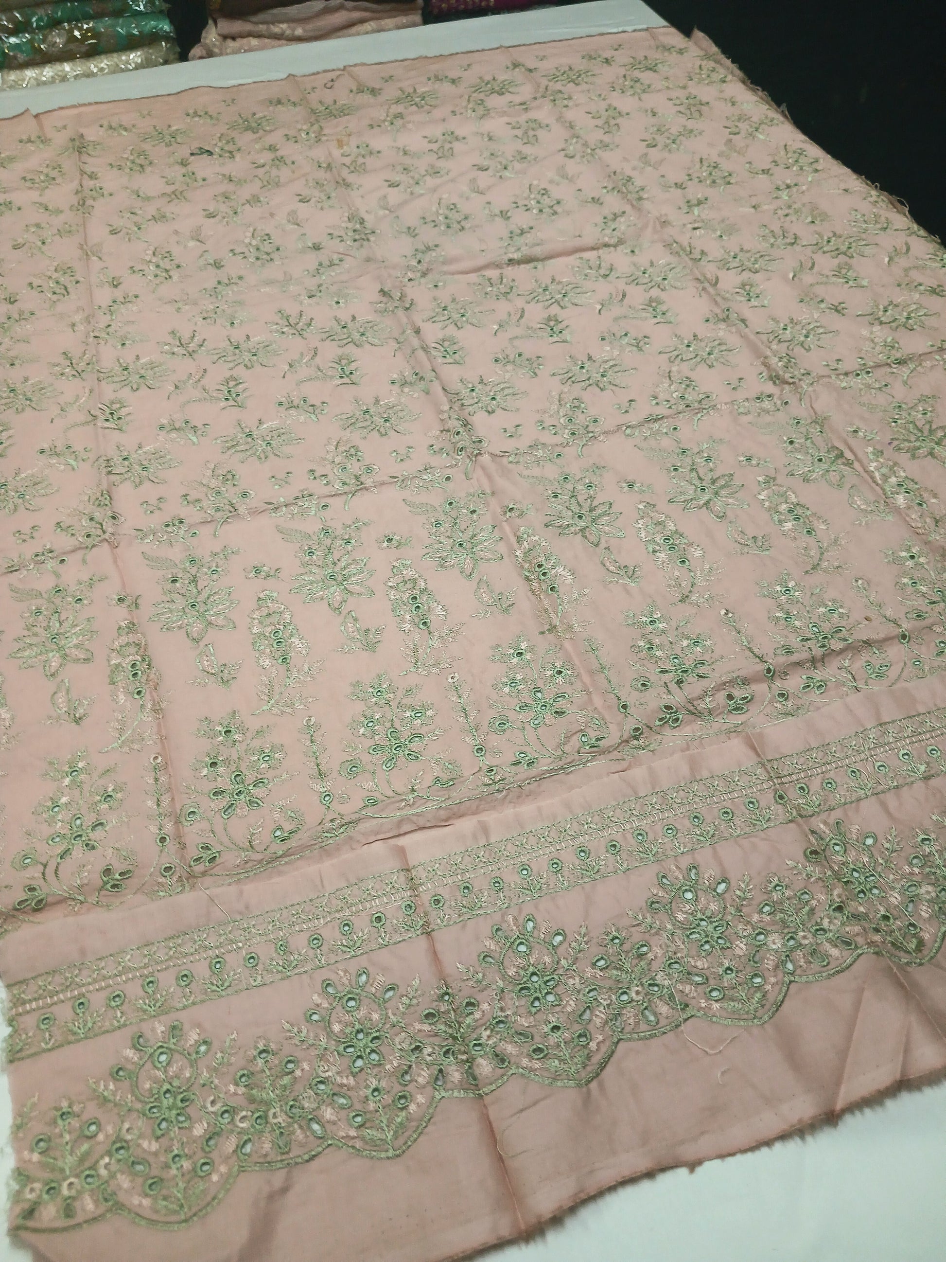 3pc Unstitched - Embroidered Peach Suit (SAW-07)