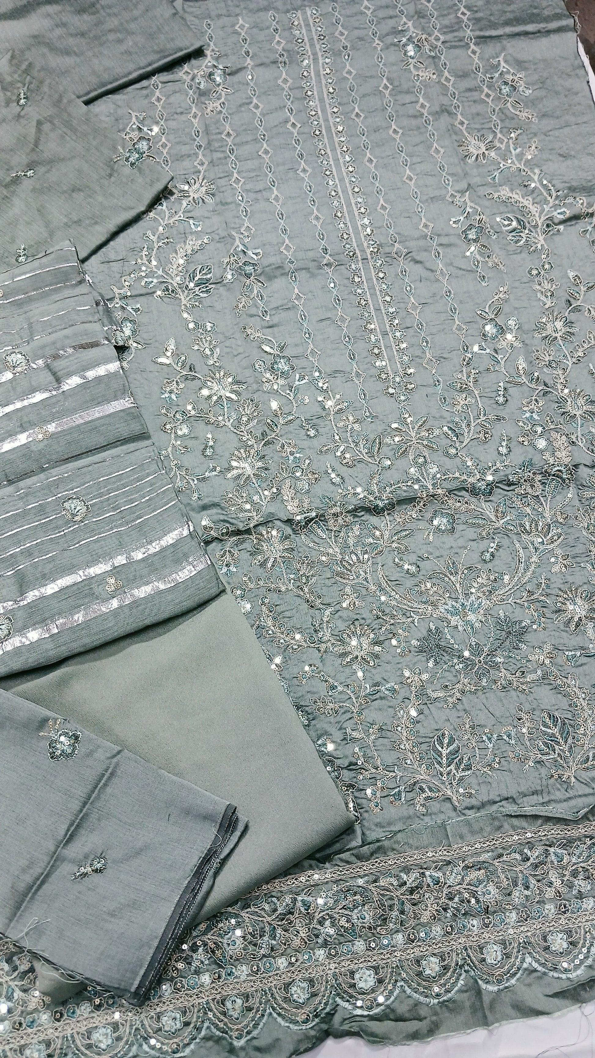 3PC Unstitched Festive Embroidered Suit (SAW-02)