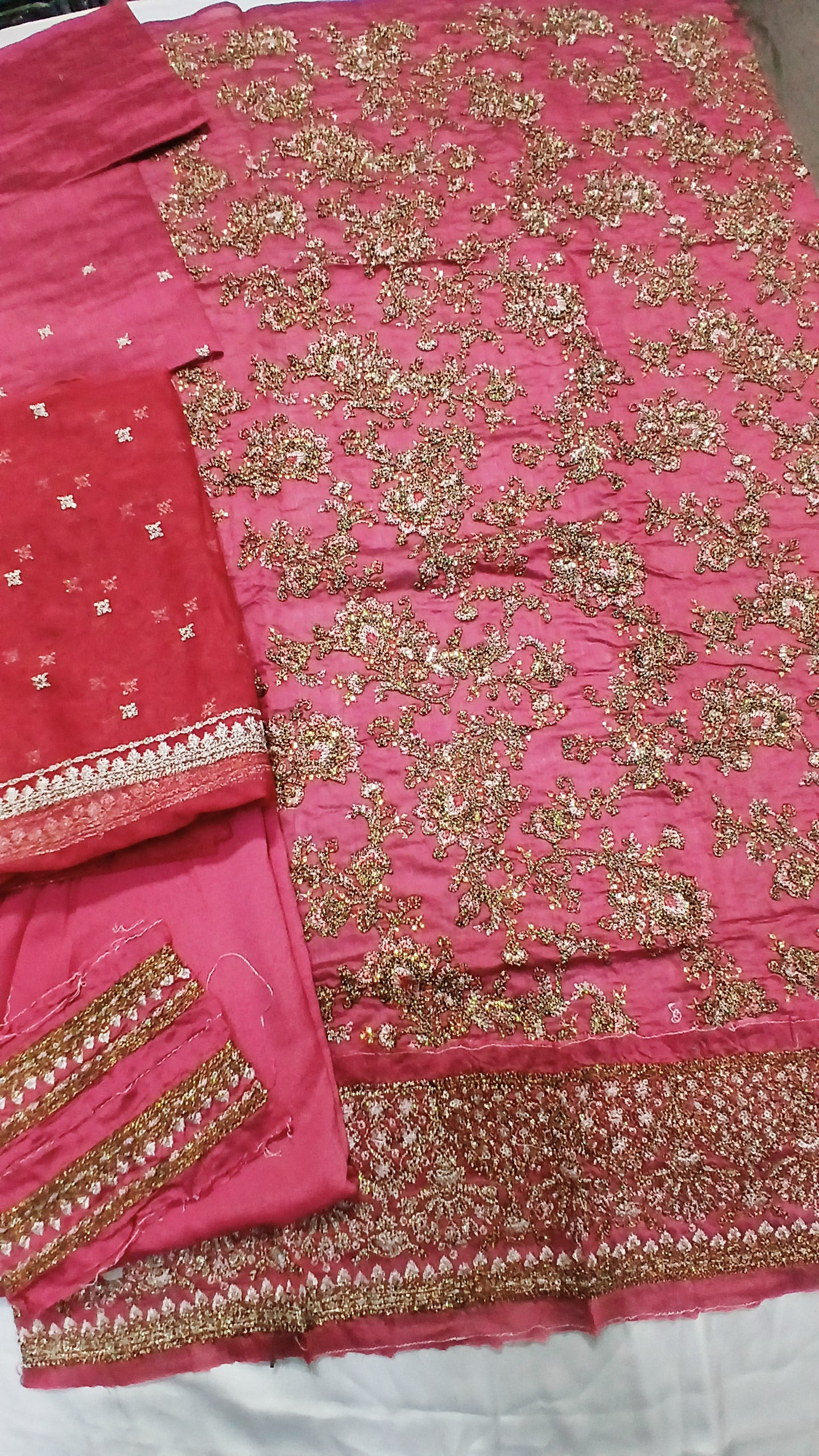 3-Piece Unstitched Embroidered Pink Suit (SAW-04)