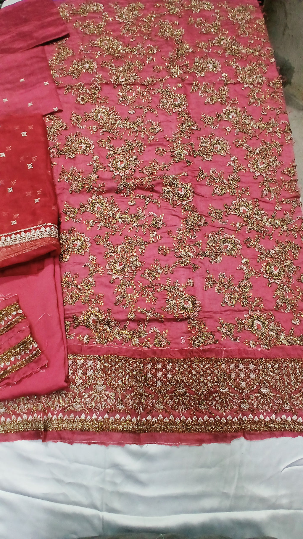 3-Piece Unstitched Embroidered Pink Suit (SAW-04)