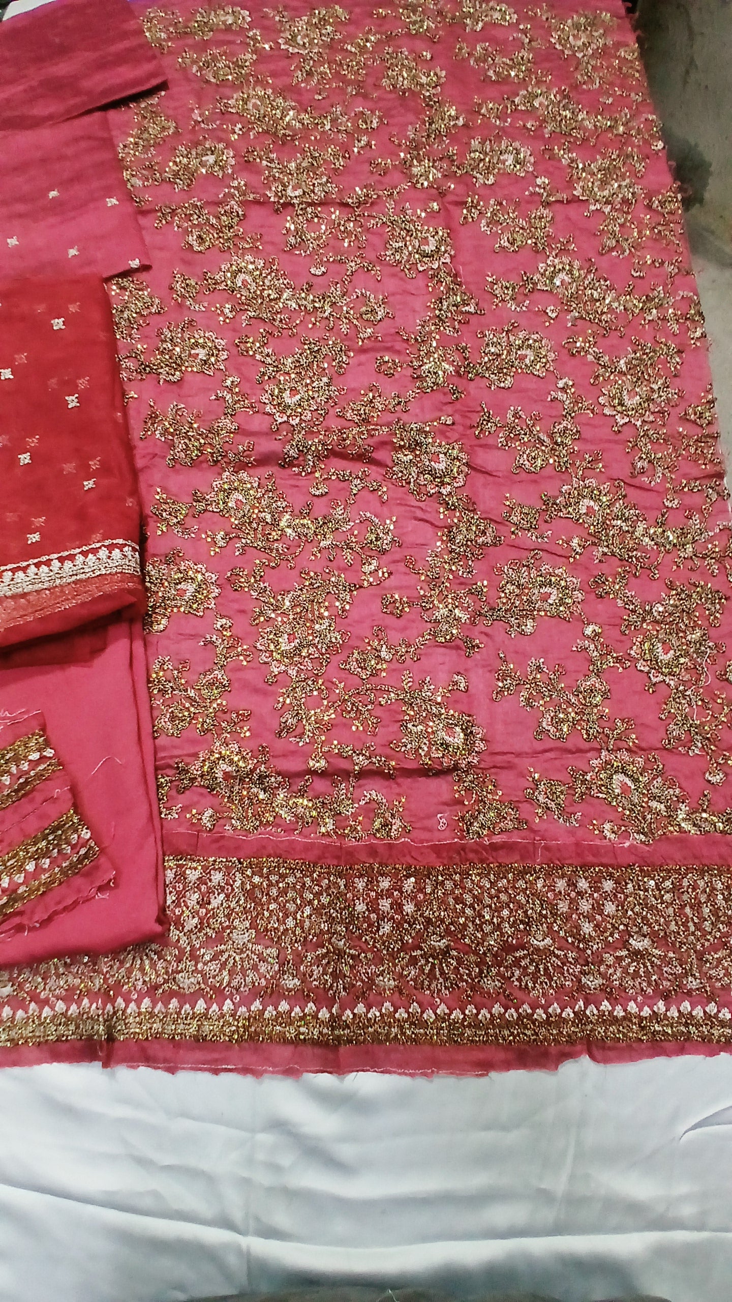 3-Piece Unstitched Embroidered Pink Suit (SAW-04)