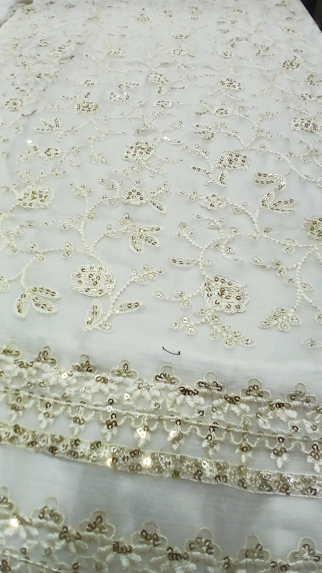 3pc Unstitched - Embroidered White Suit (SAW-06)