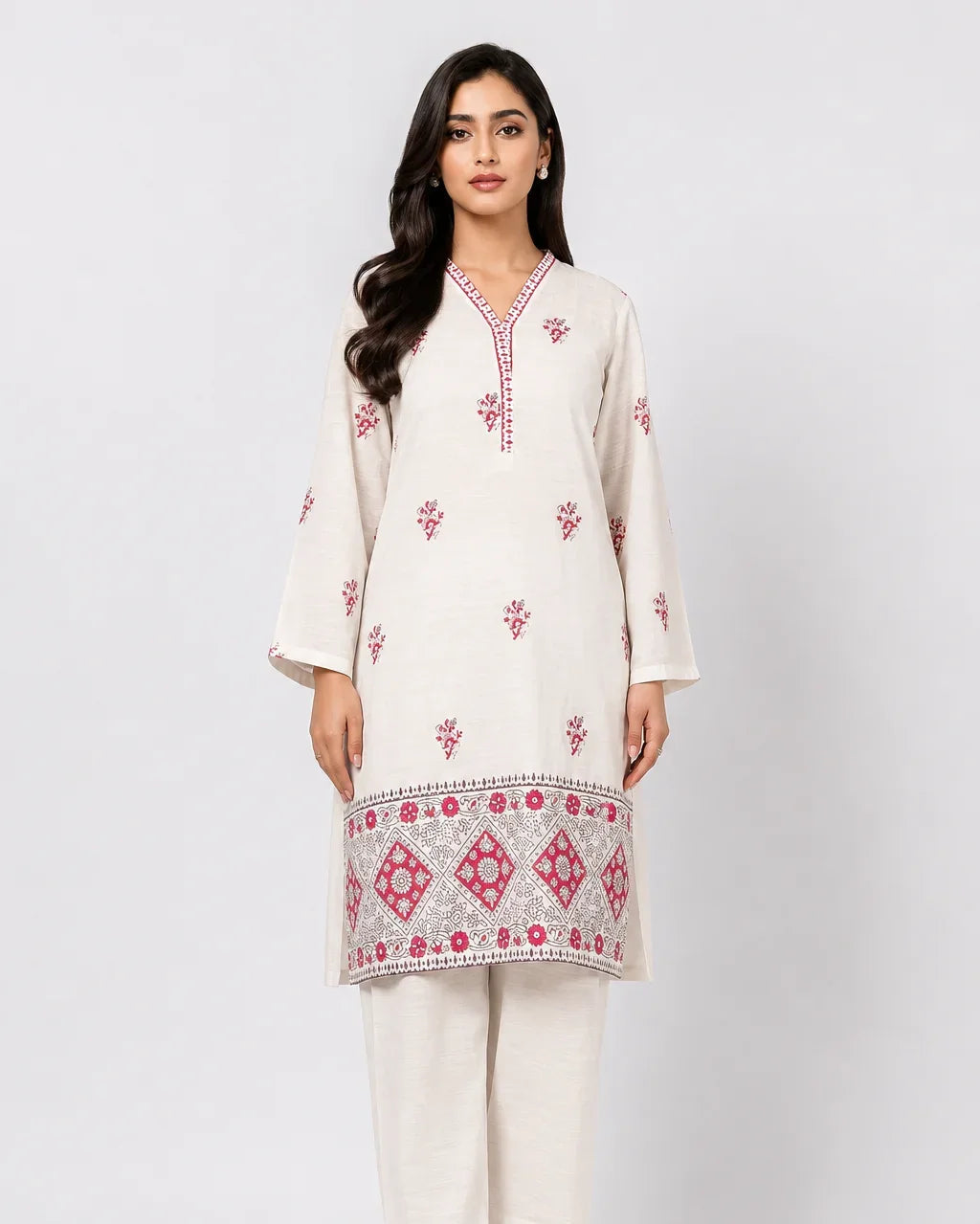2 Piece – Printed Khaddar Suit | SAW-89