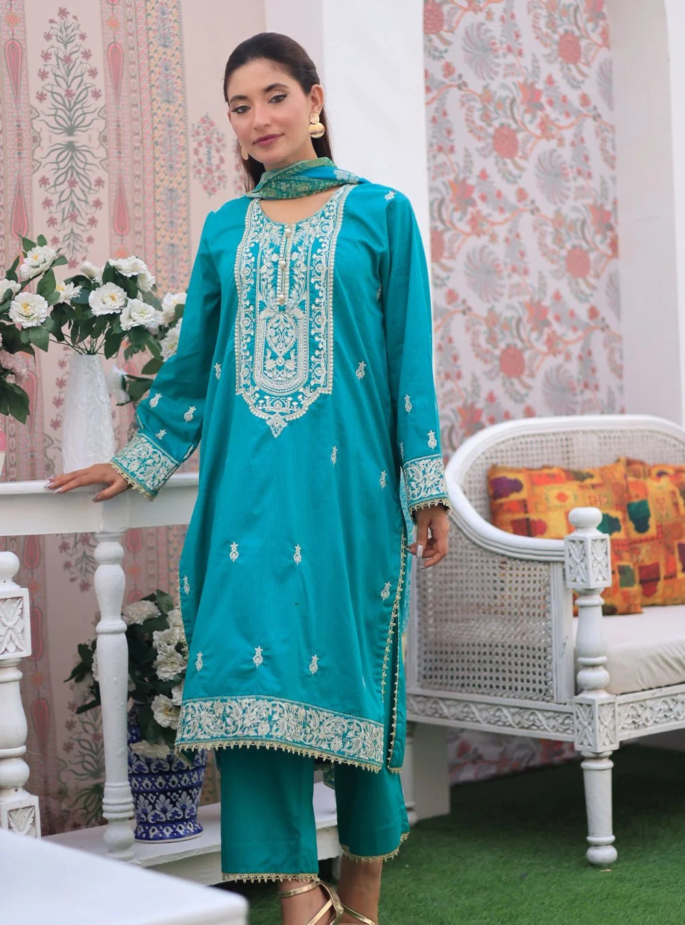 3 Piece – Dobby Embroidered Suit | SAW-52