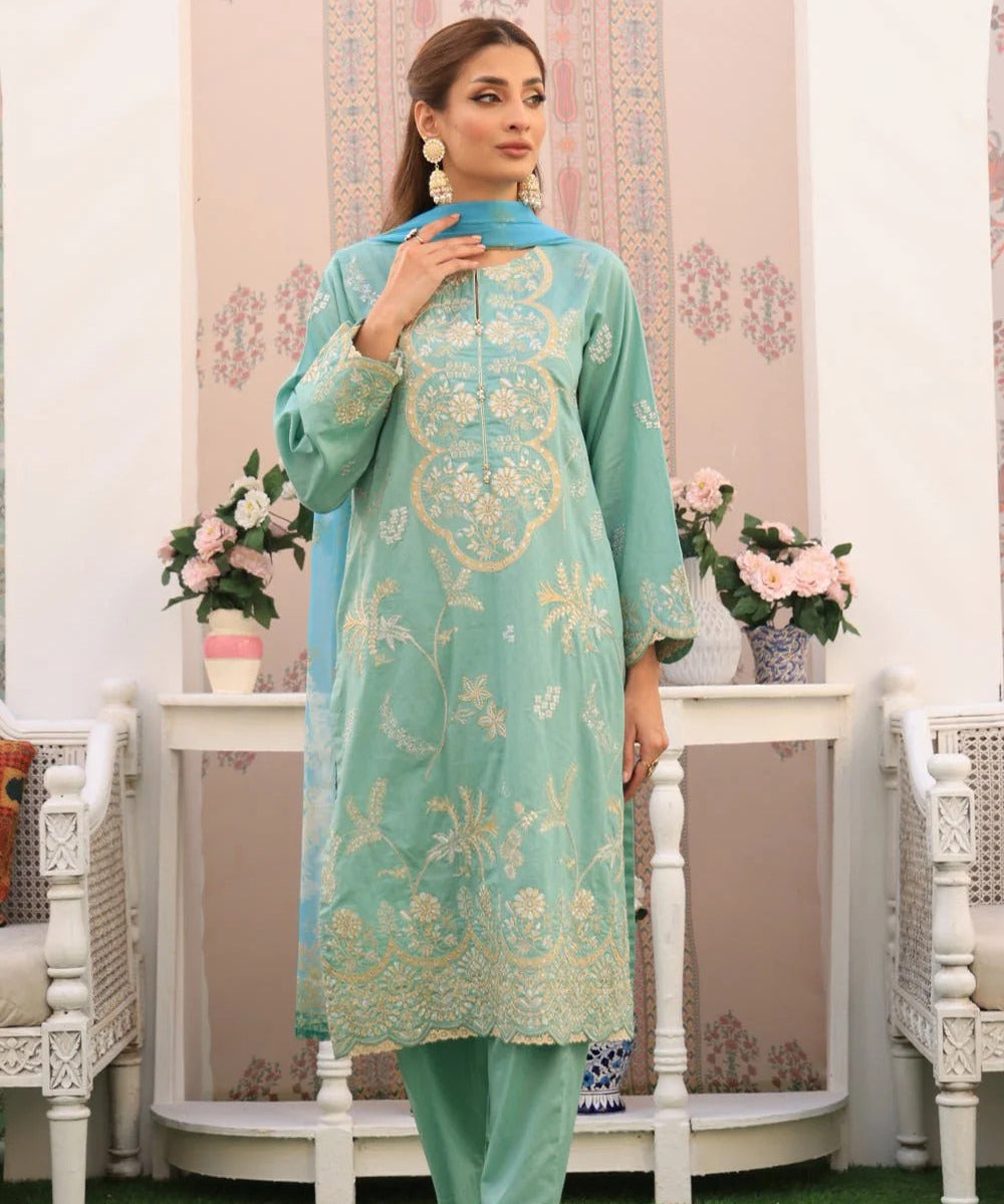 3 Piece – Dobby Embroidered Suit | SAW-59