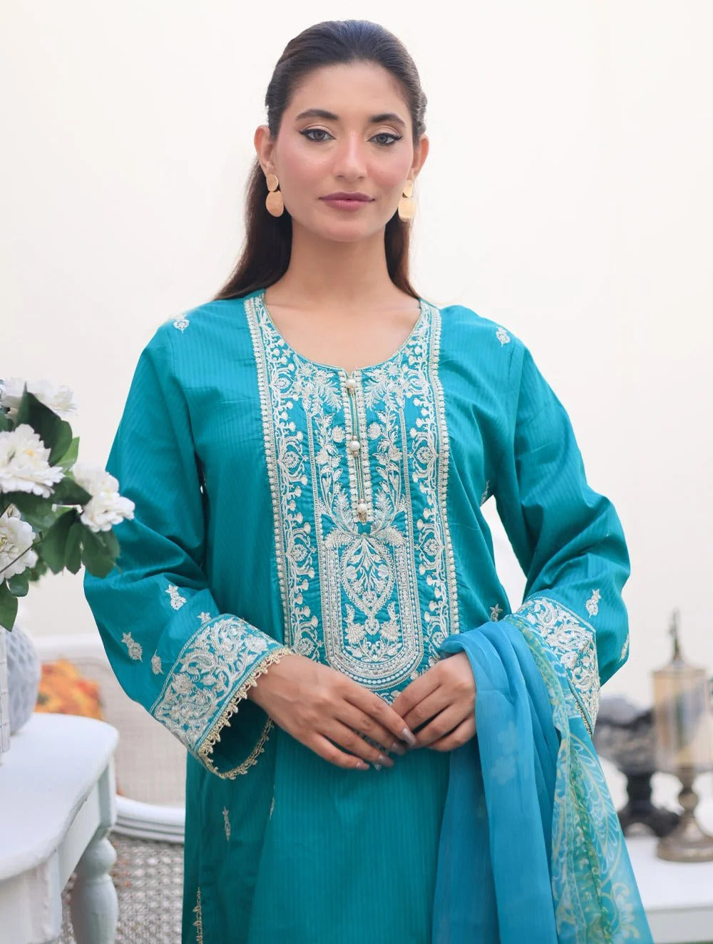 3 Piece – Dobby Embroidered Suit | SAW-52