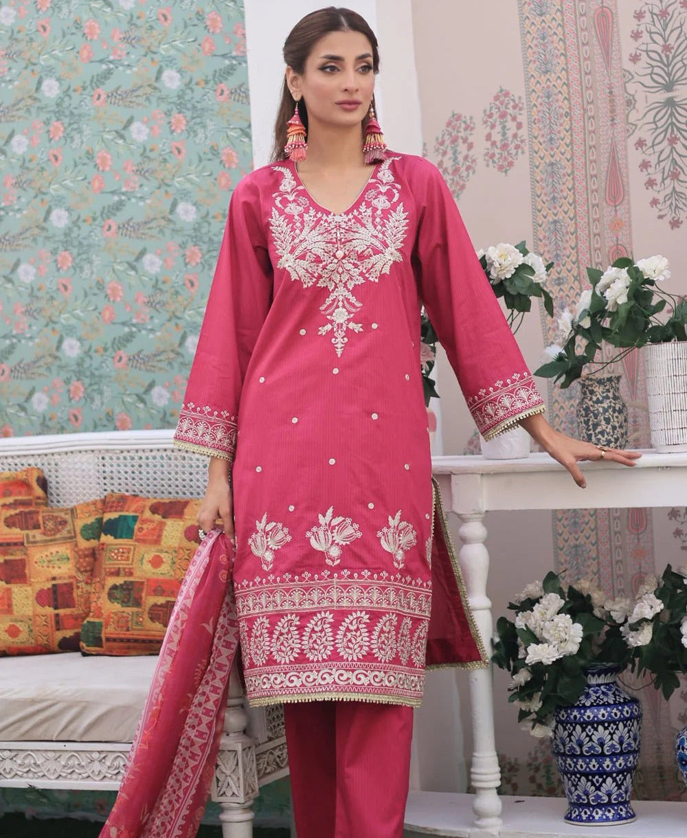 3 Piece – Dobby Embroidered Suit | SAW-56