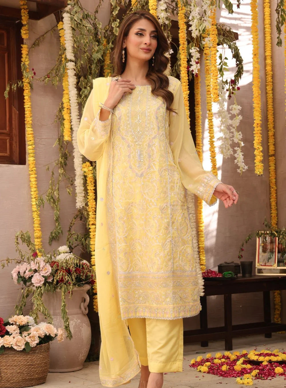 3 Piece – Embroidered Chiffon Suit | SAW-49