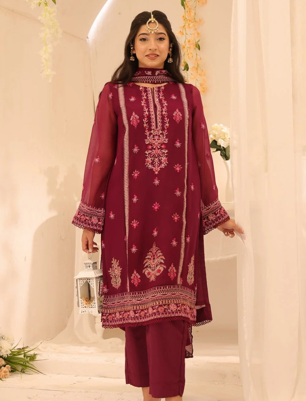 3 Piece – Embroidered Chiffon Suit | SAW-51