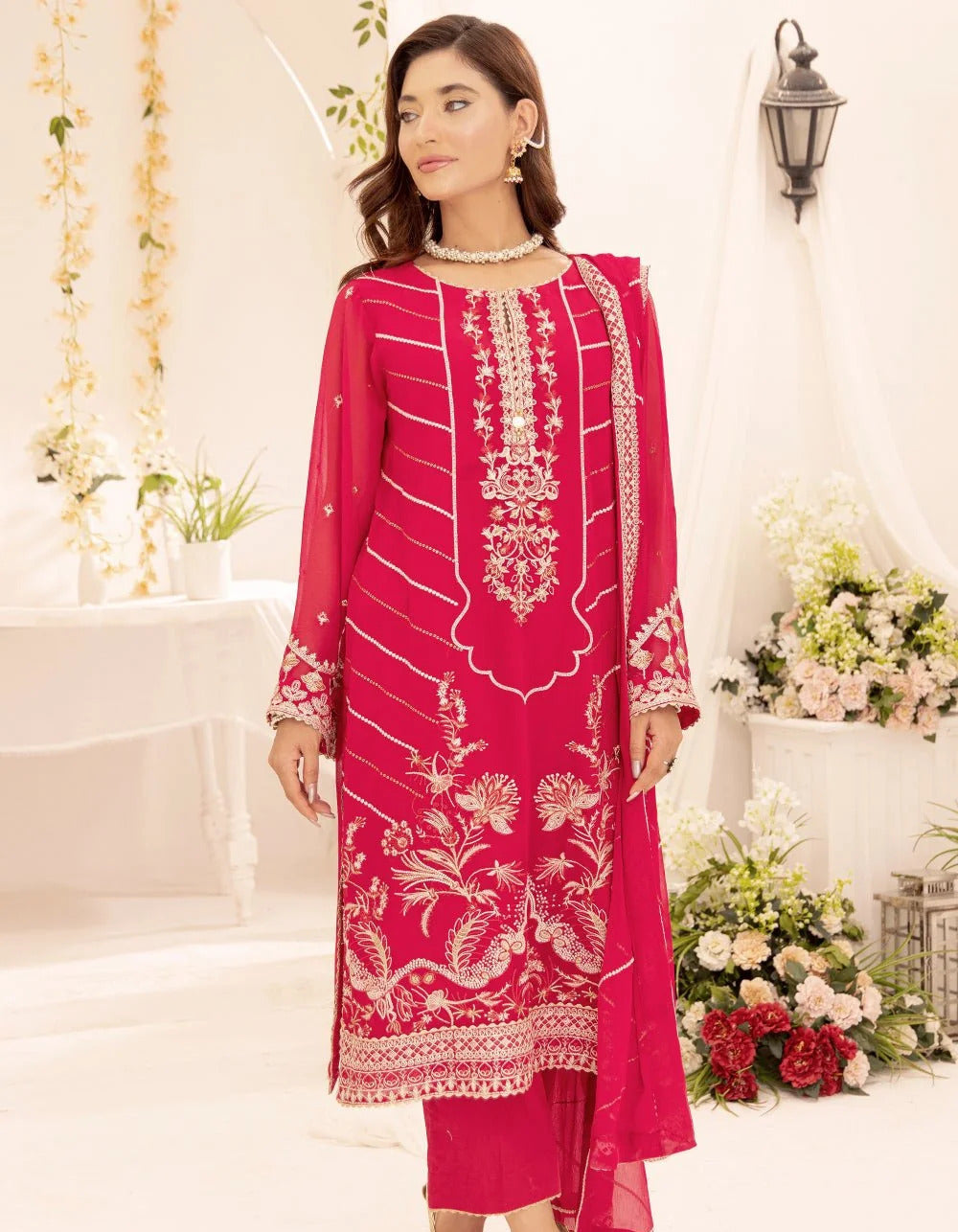 3 Piece – Embroidered Chiffon Suit | SAW-47