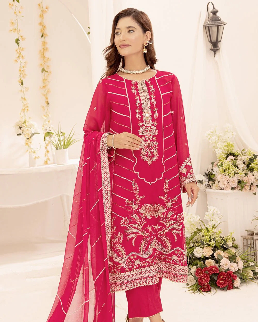 3 Piece – Embroidered Chiffon Suit | SAW-47
