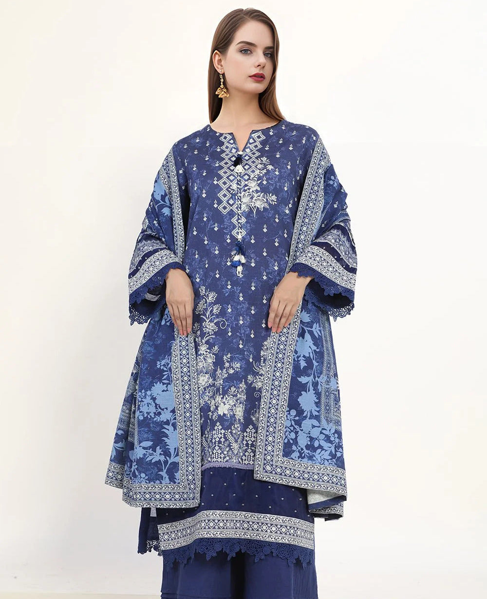 3 Piece – Printed Khaddar Suit | SAW-62