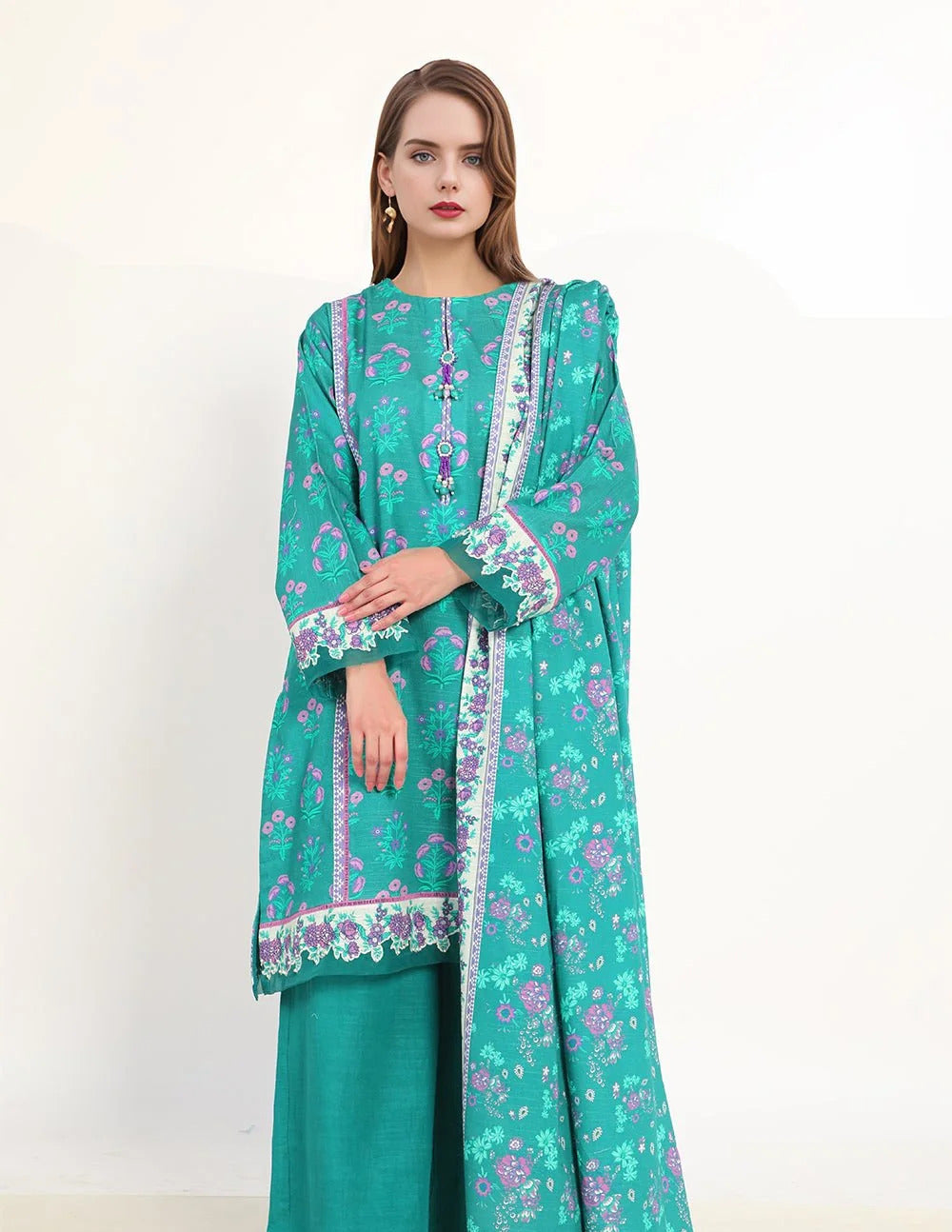 3 Piece – Printed Khaddar Suit | SAW-68