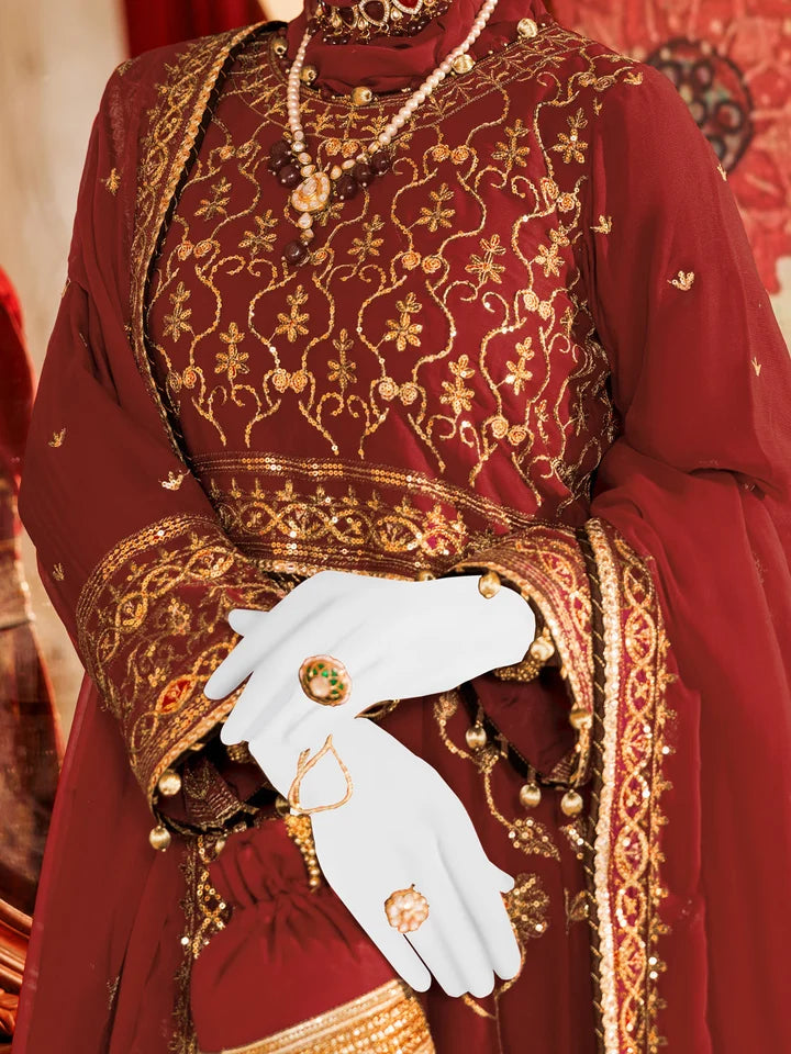 2PC Unstitched Chiffon Embroidered Suit | SAW-19