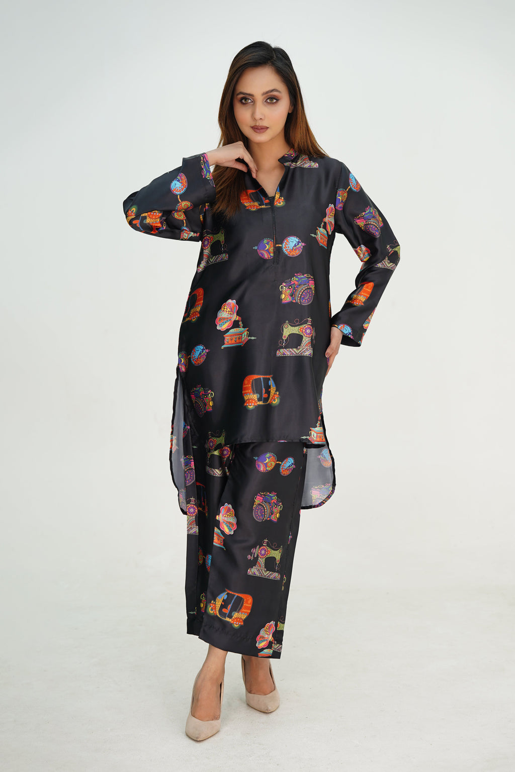 Shamosh Short Silk Digital Printed Stitched 2-Piece 