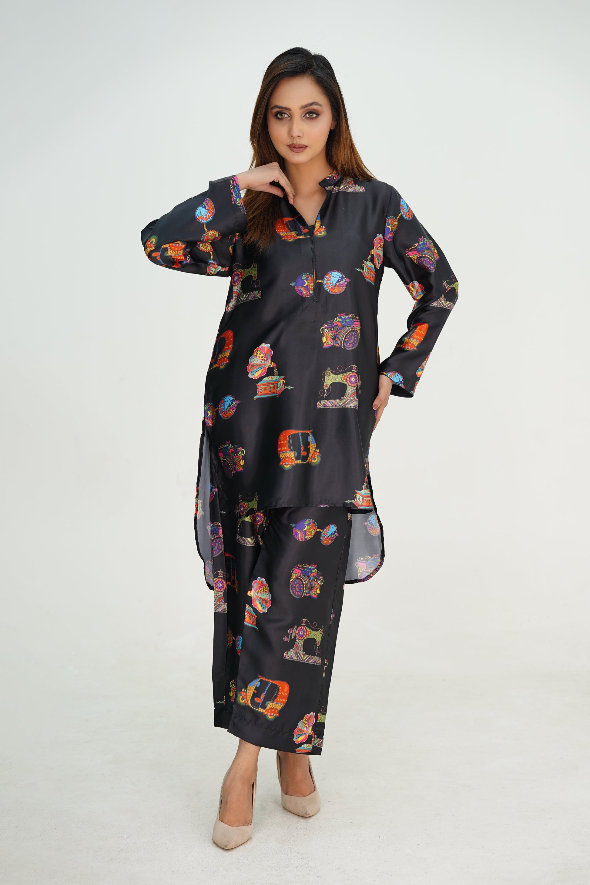 Shamosh Short Silk Digital Printed Stitched 2-Piece 
