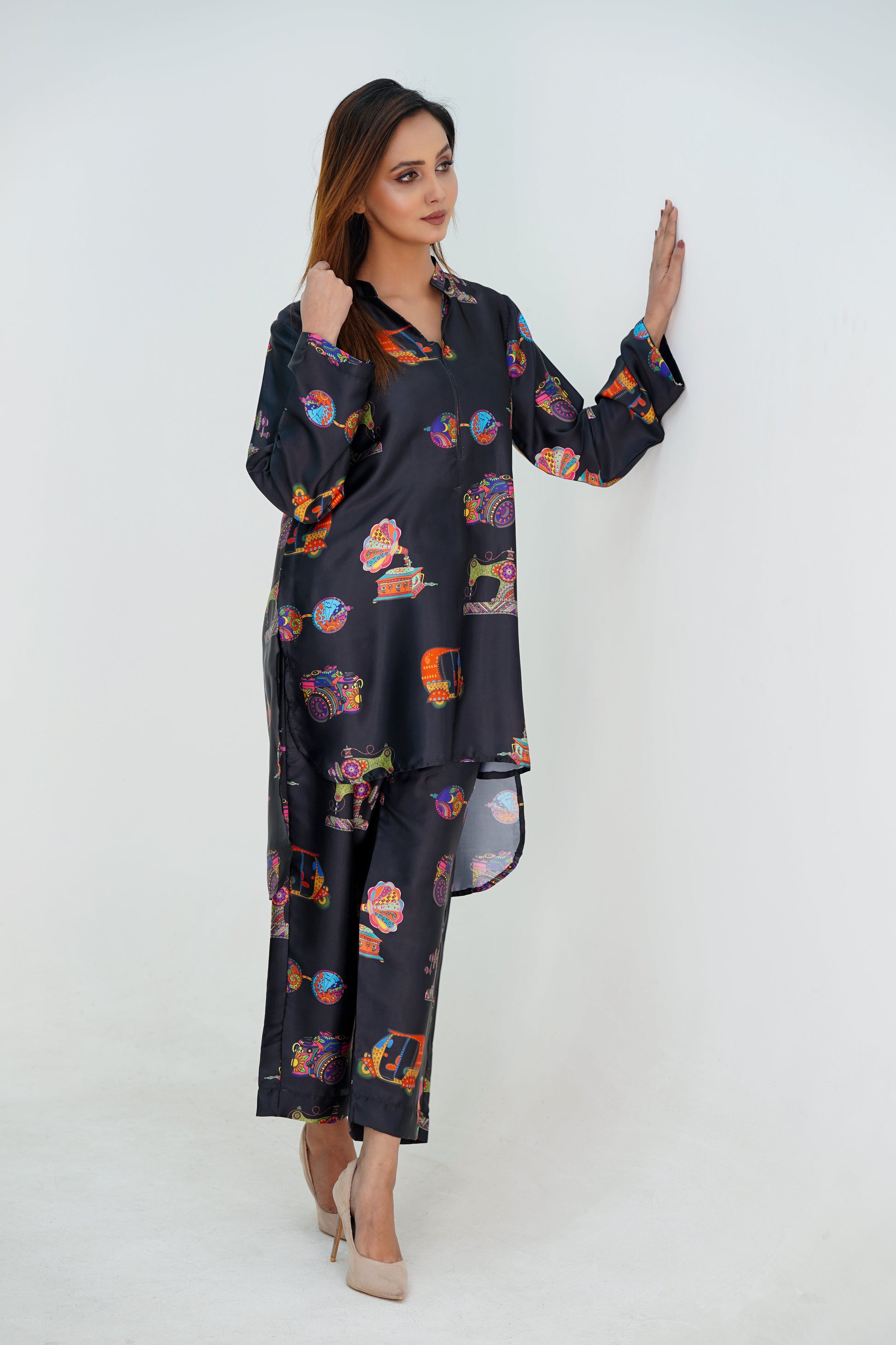 Shamosh Short Silk Digital Printed Stitched 2-Piece 